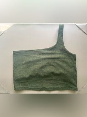 Beyond Yoga Olive One-Shoulder Crop Top